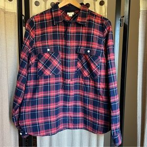 J. CREW Plaid 1/4 zip, flannel pullover shirt. Size Medium. Like new!